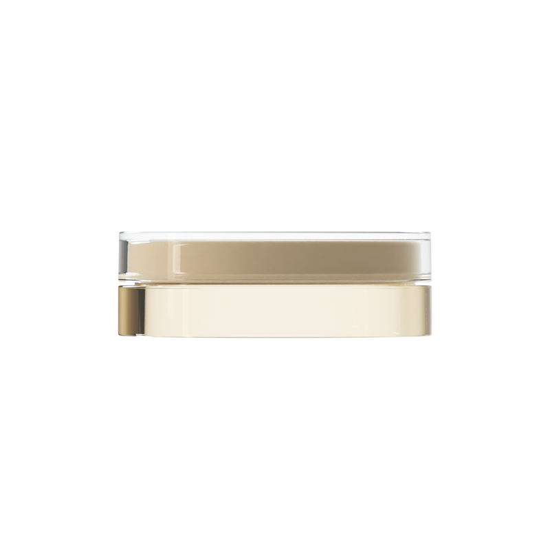 Sai 02 interchangeable cosmetic holder, taupe cap with an ivory body, front view