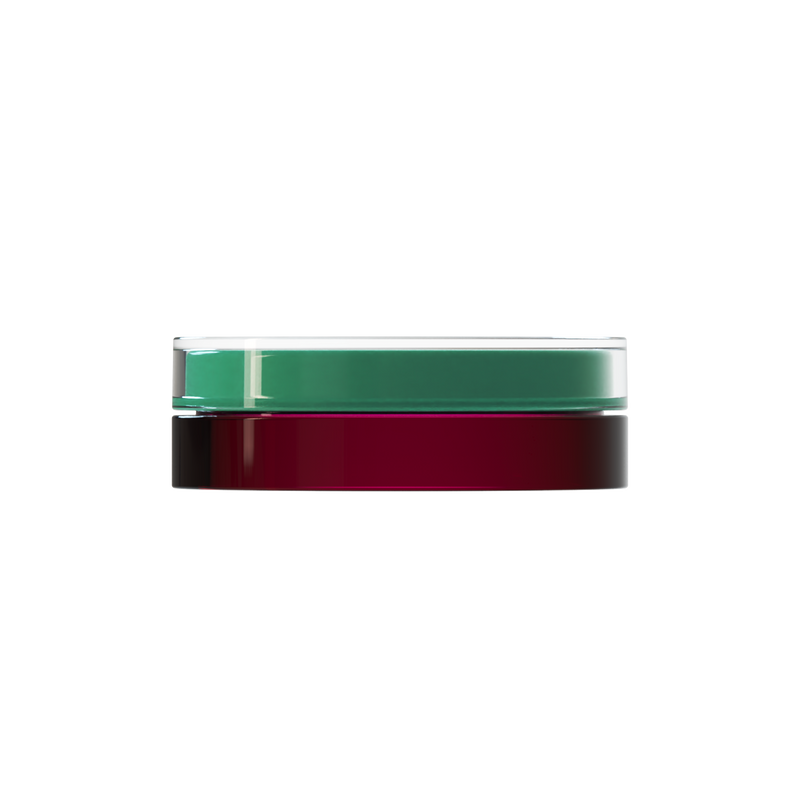 Sai 07 interchangeable cosmetic holder, green cap with a dark burgundy body, front view
