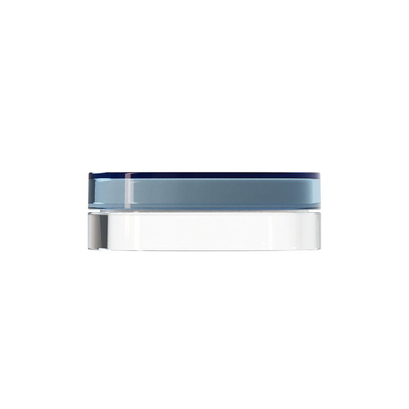 Sai 10 interchangeable cosmetic holder, midnight navy cap with a clear body, front view