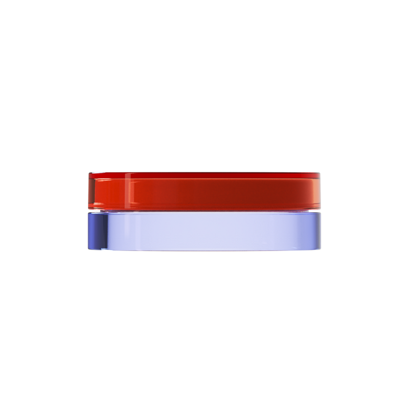 Sai 20 interchangeable cosmetic holder, dark red cap with a periwinkle body, front view