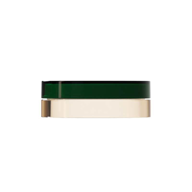 Sai 21 interchangeable cosmetic holder, dark green cap with a cream body, front view