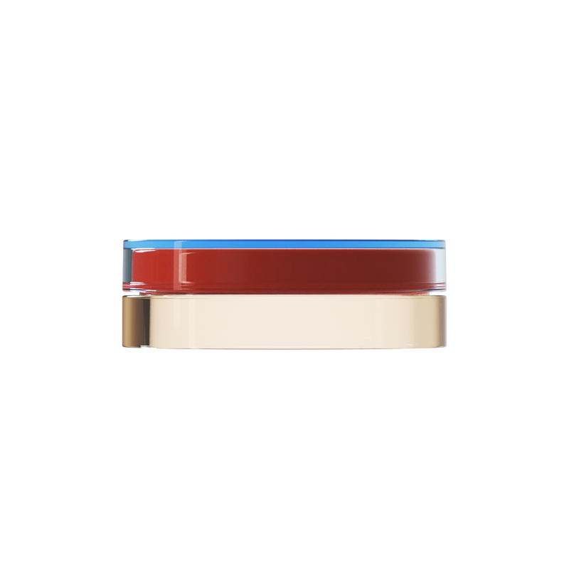 Sai 22 interchangeable cosmetic holder, sky blue cap with a cream body, front view