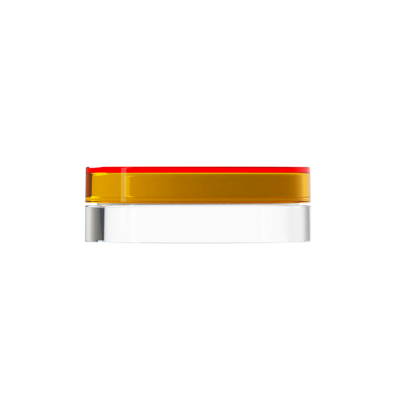 Sai 23 interchangeable cosmetic holder, gold cap with a clear body, front view