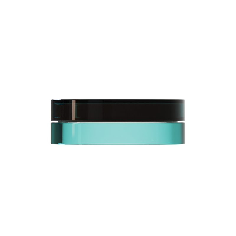 Sai 24 interchangeable cosmetic holder, black cap with an aqua body, front view