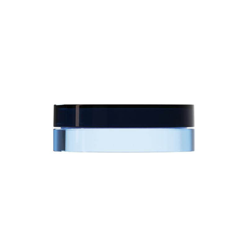 Sai 25 interchangeable cosmetic holder, midnight navy cap with an ice blue body, front view