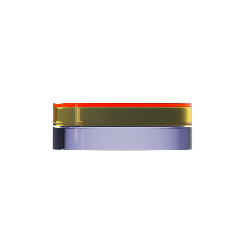 Sai 27 interchangeable cosmetic holder, red cap with a periwinkle body, front view