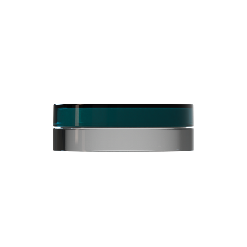 Sai 29 interchangeable cosmetic holder, dark teal cap with a clear body, front view