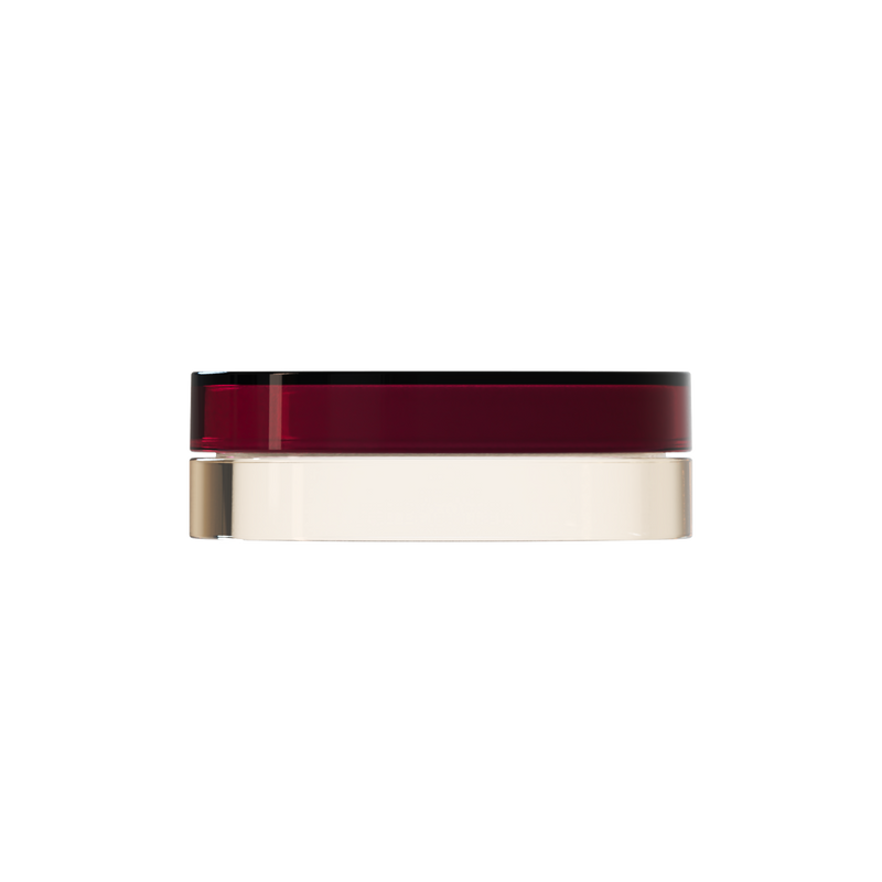 Sai 35 interchangeable cosmetic holder, burgundy cap with an ivory body, front view