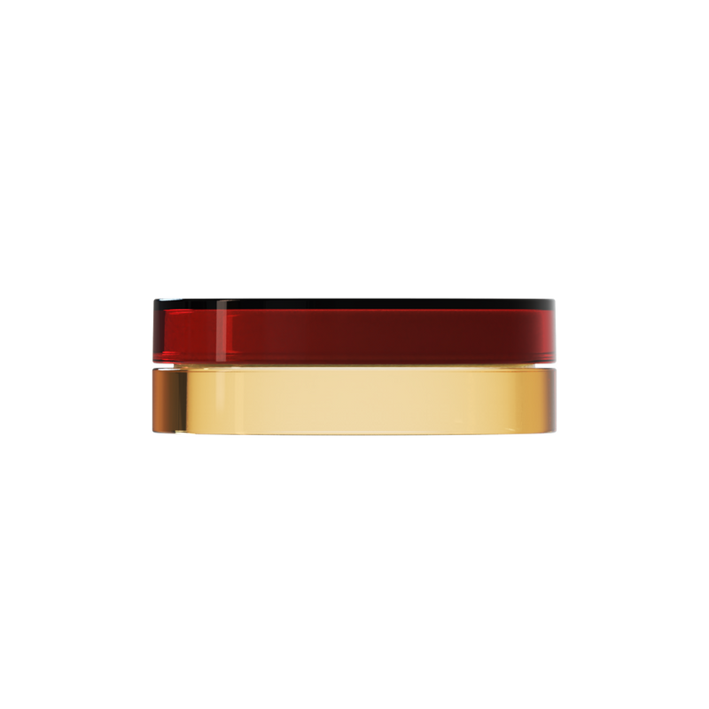 Sai 36 interchangeable cosmetic holder, dark red cap with a sand body, front view