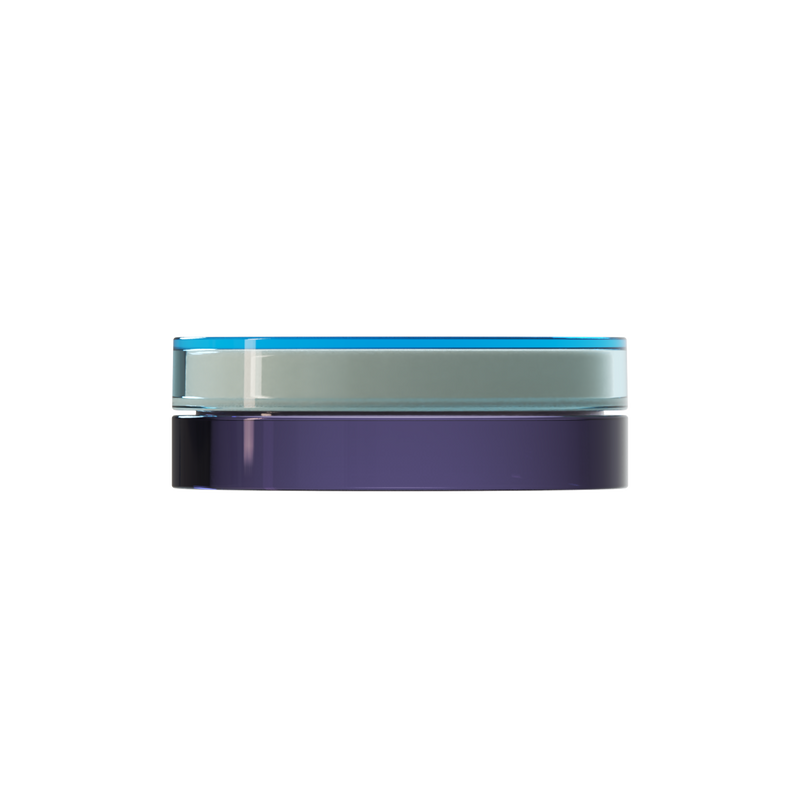 Sai 42 interchangeable cosmetic holder, blue cap with a violet body, front view