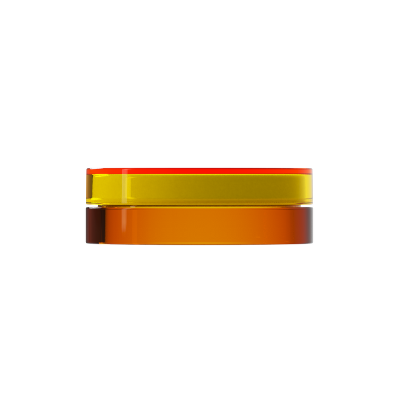 Sai 44 interchangeable cosmetic holder, gold cap with an orange body, front view